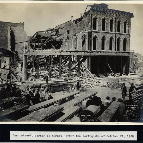 Bush street, corner of Market, after the earthquake of October 21, 1868