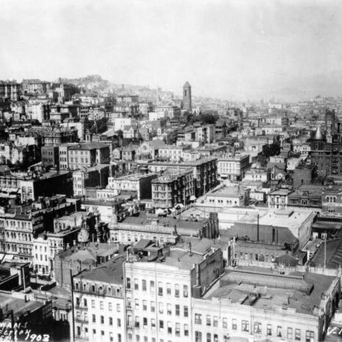 [View of San Francisco, looking northwest from Geary and Market streets]