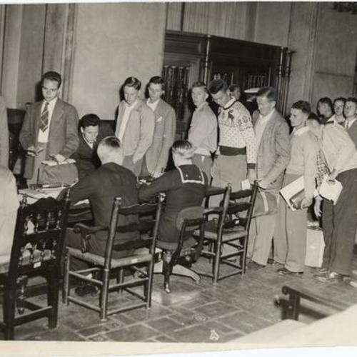 [Military recruits at the University of San Francisco]