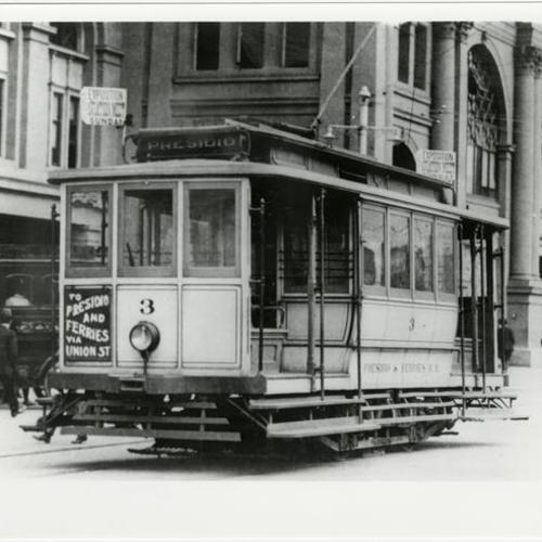 [Presidio to Ferries trolly car in front of Ferry Building]