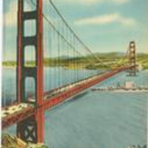 [Golden Gate Bridge. World's Largest Single Span. Looking Towards San Francisco, California]