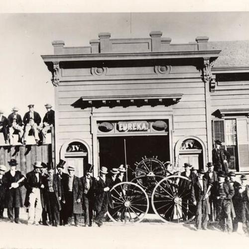 [Group photo in front of Eureka Fire Company]
