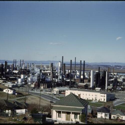 View of refineries near homes