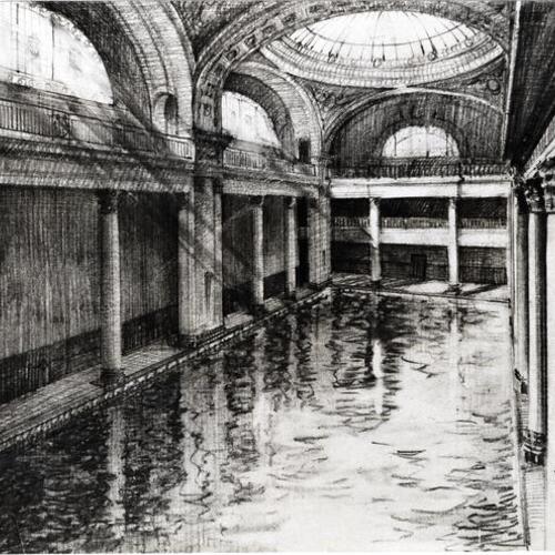 [Architect's drawing for Olympic Club's new swimming pool at Post and Mason streets]