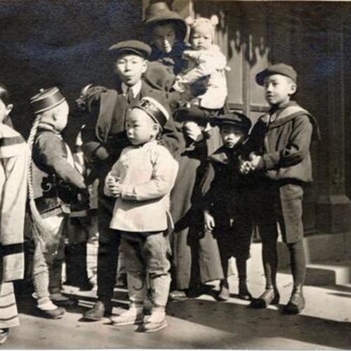 [Group of Chinese children with an adult]