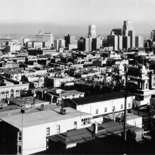 [View of downtown San Francisco, including Ferry building]