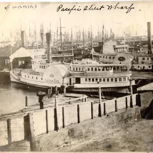 [Pacific Street wharf and the ferry boat Amelia]