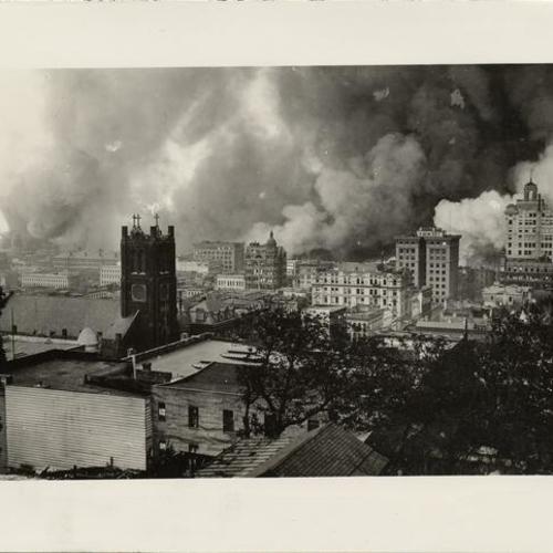 [View of fires from Chinatown district]