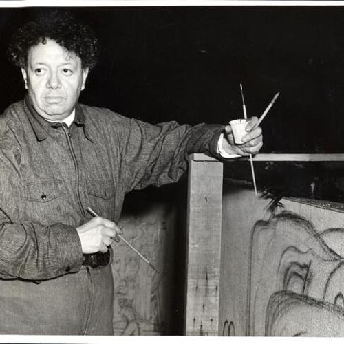 [Diego Rivera at work]