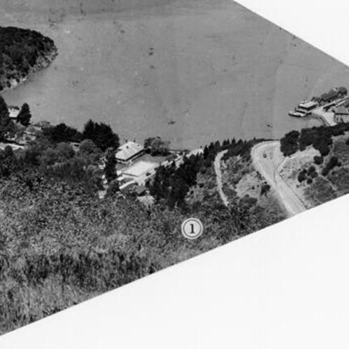 [Aerial view of Angel Island's Hospital Cove]