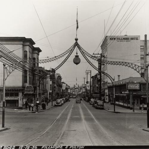 [Fillmore and Fulton and the arches around Christmas time]