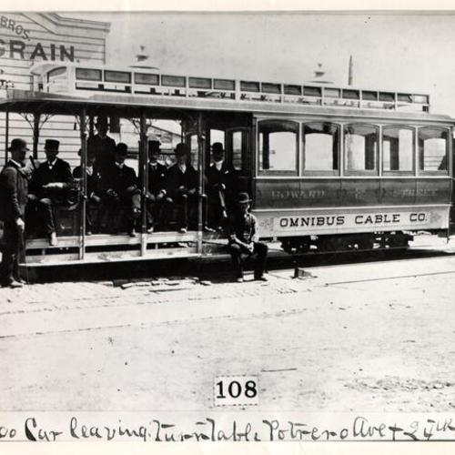 [Omnibus Cable Company car leaving turntable at Potrero and 24th streets]