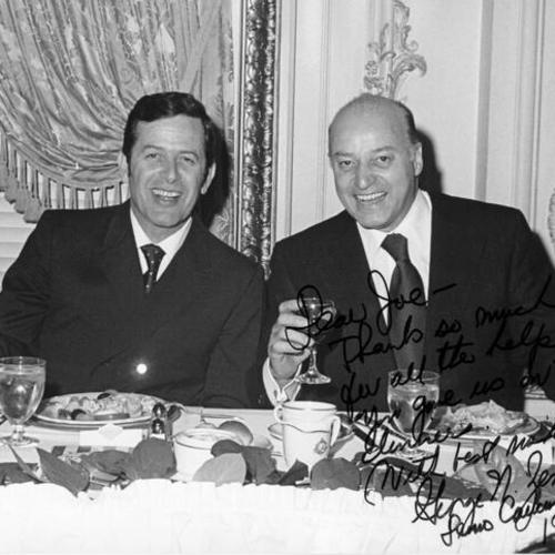 [Joseph Alioto at dinner with Assemblyman George N. Zenovich]