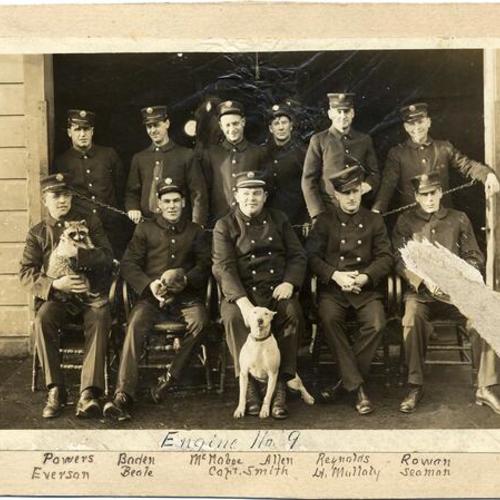[Group photo of firemen at Engine 9]