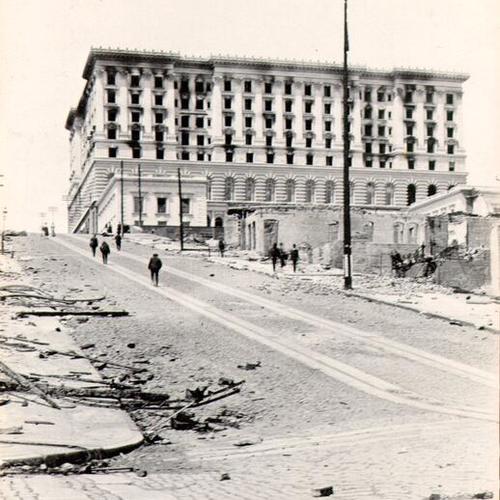 [View of the Fairmont Hotel after the earthquake and fire of 1906]