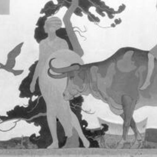 [Mural by Maynard Dixon and Frank Van Sloun in "Room of the Dons" at the Mark Hopkins Hotel]