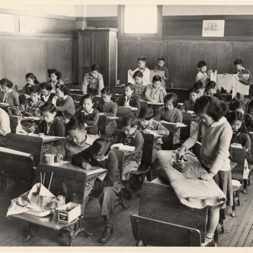 [Arts and crafts class at unidentified school]