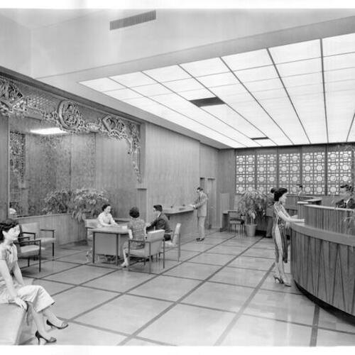 [Interior of San Francisco Federal Savings Bank at 1040 Grant Avenue]