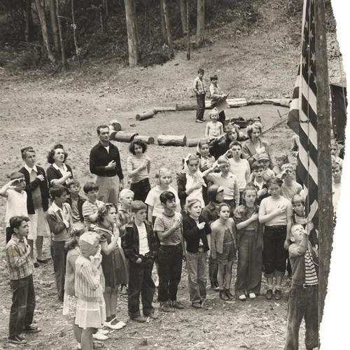 [Children singing The Star-Spangled Banner at Silver Tree Camp]