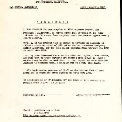 [Document showing Roy Moughler agreement on his payments to SERA]