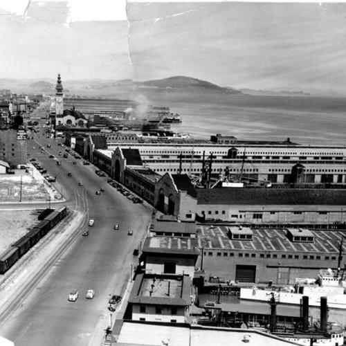 [View of the waterfront looking north from the Bay Bridge]