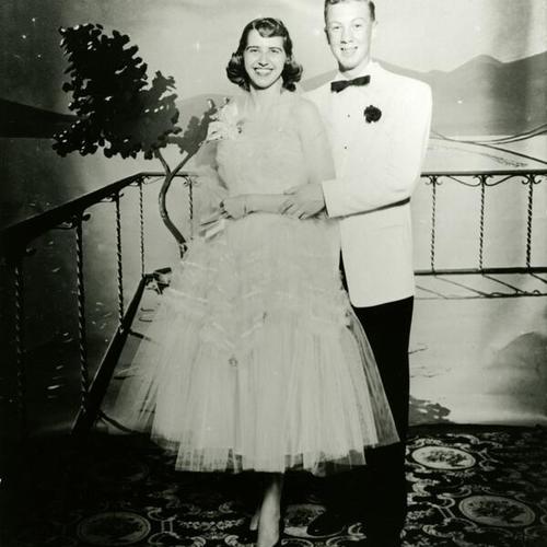 [A Couple from Lincoln High School at their Senior Prom at St. Francis Hotel]