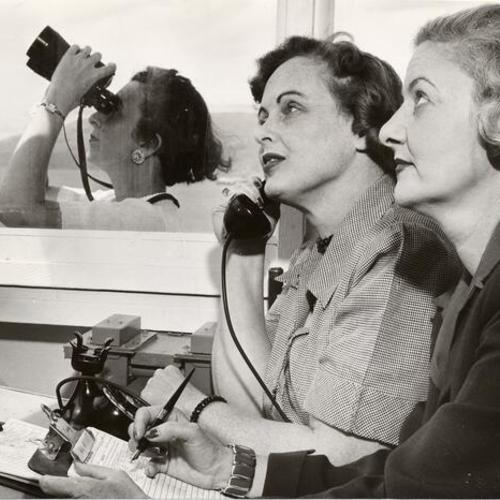 [Mrs. Joseph S. Miller (left), Mrs. J. Folger Allen and Mrs. Pauling Gale, three members of San Francisco Post, Ground Observer Corps]