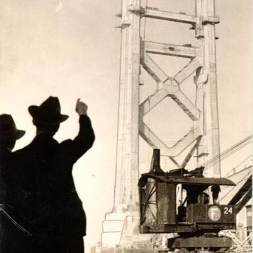 [Construction of a San Francisco side pier of the San Francisco-Oakland Bay Bridge]