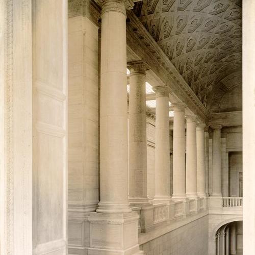 [Interior of Main Library - second floor corridor around main stairwell]