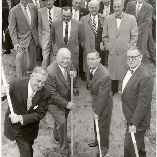 [Ground breaking ceremony for headquarters of the International Brotherhood of Electrical Workers Union Local 6 at Fillmore and Hermann streets]
