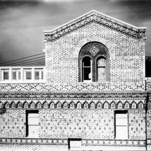[View of San Francisco General Hospital brick design]
