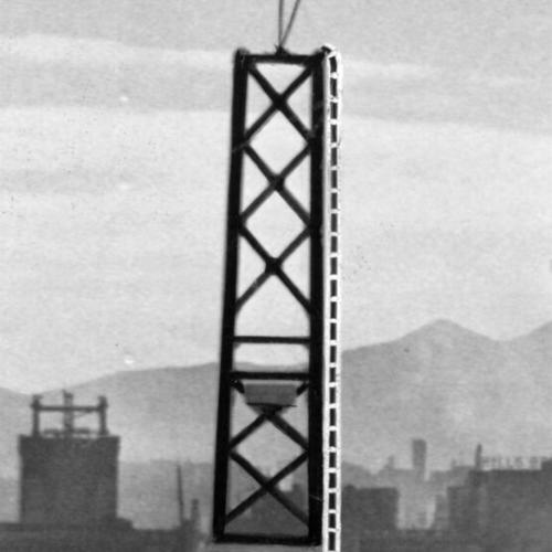 [View of pier twenty four of San Francisco-Oakland Bay Bridge during construction]
