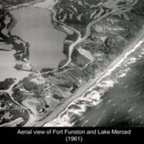 Aerial view of Fort Funston and Lake Merced (1961)