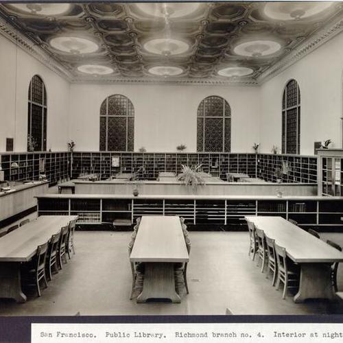 San Francisco. Public Library. Richmond branch no. 4. Interior at night