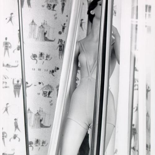 [First topless bathing suit display at Edwin Turrell Associates, 837 Montgomery]