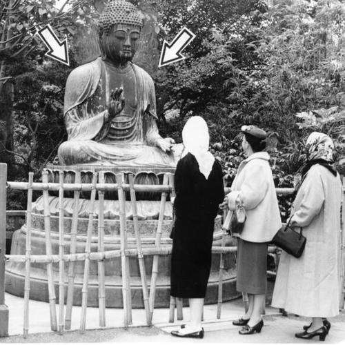 [Bronze Buddha inside the Japanese Tea Garden]