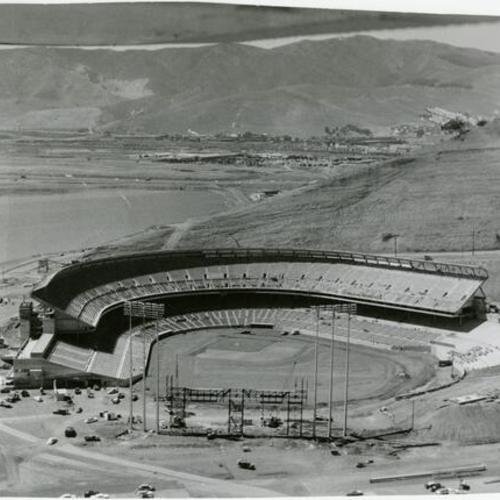 [Aerial view of Candlestick Park]