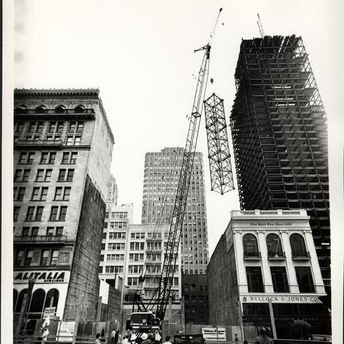[Building construction on Post Street, between Powell and Stockton]
