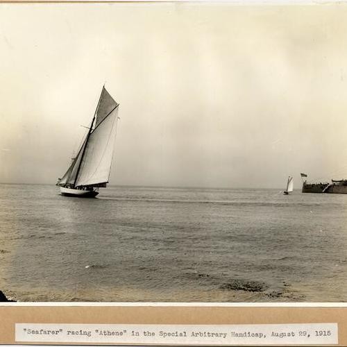 "Seafarer" racing "Athene" in the Special Arbitrary Handicap, August 29, 1915