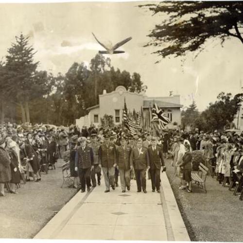 [Citizens' Committee holding services at National Cemetery in the Presidio]