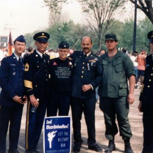 [Capt. Monroe, USAF, Sgt. Dennis McCune, Lt. Col. Cliff Anchor, WO Tom Norton,