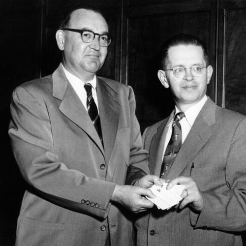 [Attorney General Edmund G. "Pat" Brown and Patrick Walsh]