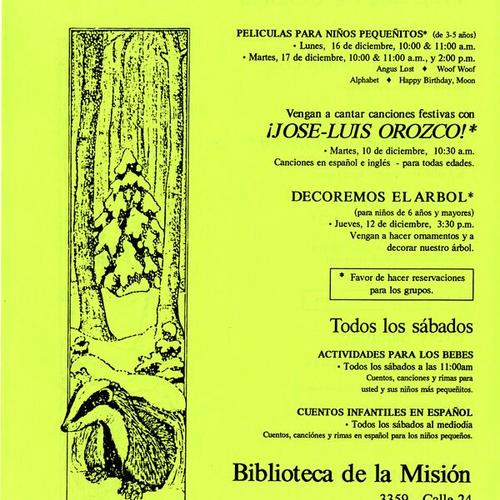 Noviembre y Diciembre 1991, program poster, (Spanish)