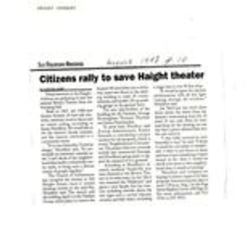 Citizens rally to save Haight theater, San Francisco Observer, August 1998.