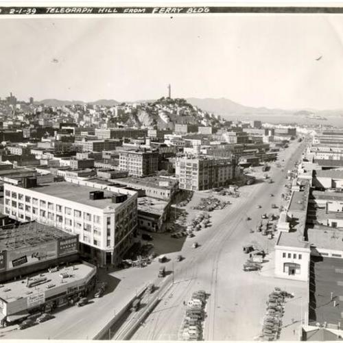 [View of Telegraph Hill and the Embarcadero from the Ferry building]