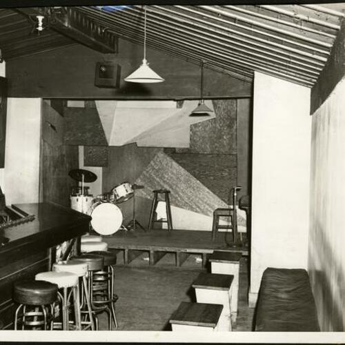  bandstand inside The Cellar nightclub at 576 Green St.]