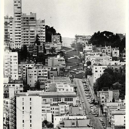 [View of crooked section of Lombard Street from Telegraph Hill]