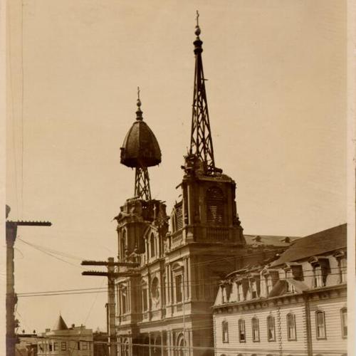 [St. Dominic's Church, at Bush and Steiner Streets, after the 1906 earthquake]
