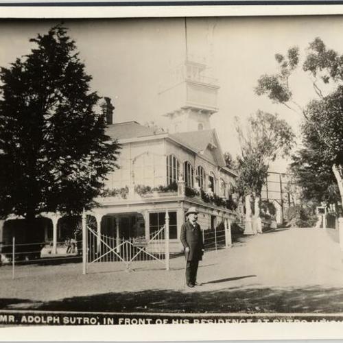 Mr. Adolph Sutro, in front of his residence at Sutro Heights