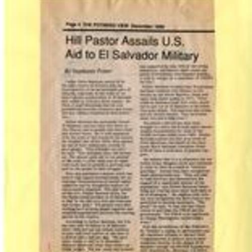 Hill Pastor Assails U.S. Aid to El Salvador Military, December 1989